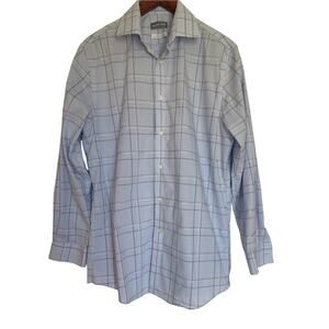 Michael Kors Men’s Plaid Dress Shirt Blue White 16/32-33 Airsoft
